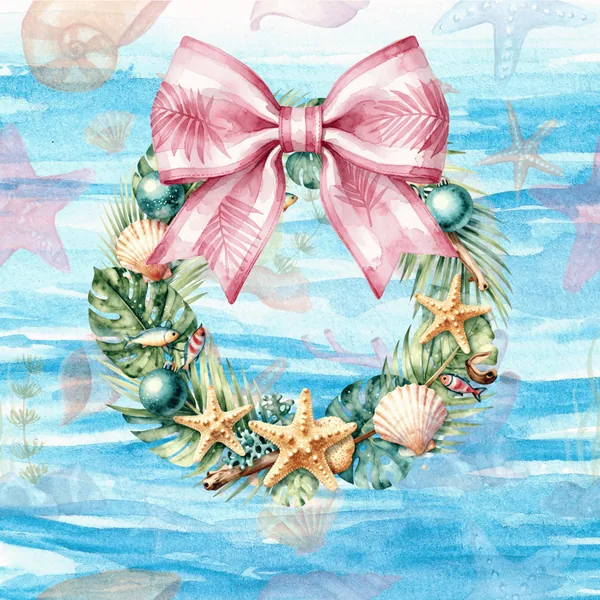 Beachy Wreath Christmas Neoprene Mat