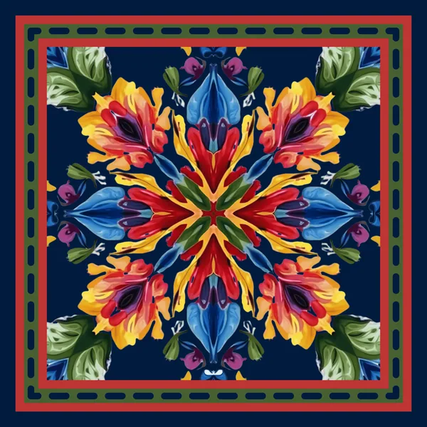 Floral Kaleidoscope Leatherette Mat