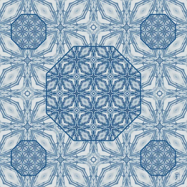 Blue Octagon Pattern no. 53 Leatherette Mat