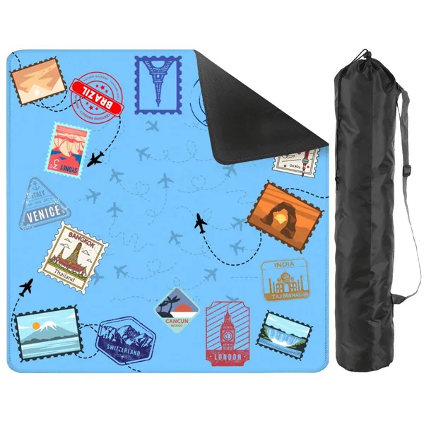 Travel Stamps Blue Travel Mahjong Mat: Mahj Travel-size (20.95-inch)
