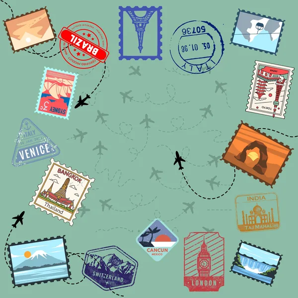 Travel Stamps Travel Mahjong Mat: Mahj Travel-size (20.95-inch)