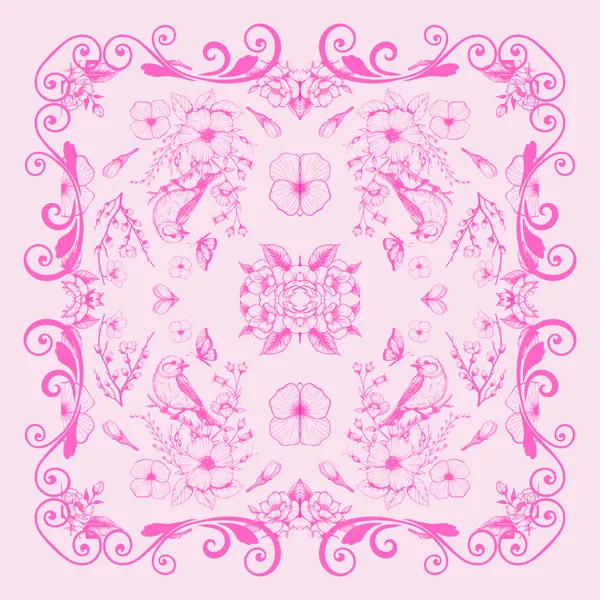 Bam Bird Toile Pink Neoprene Mahjong Mat