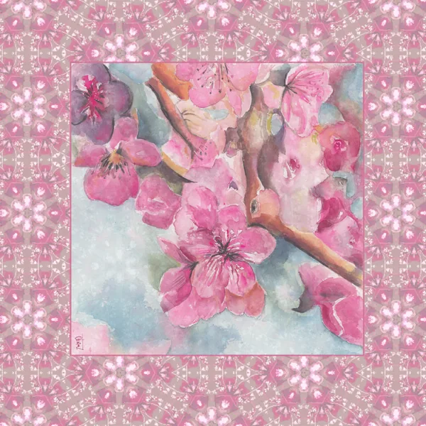 Watercolor Pink Blooms Artist Collab Mahjong Mat
