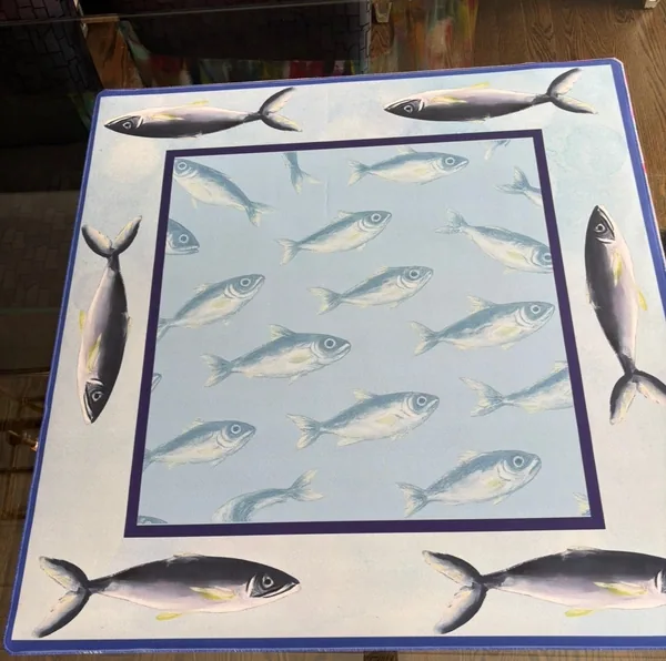 Fish Border Artist Collab Mahjong Mat