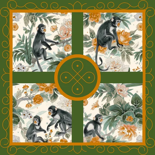 Chino Monkey Neoprene Mahjong Mat