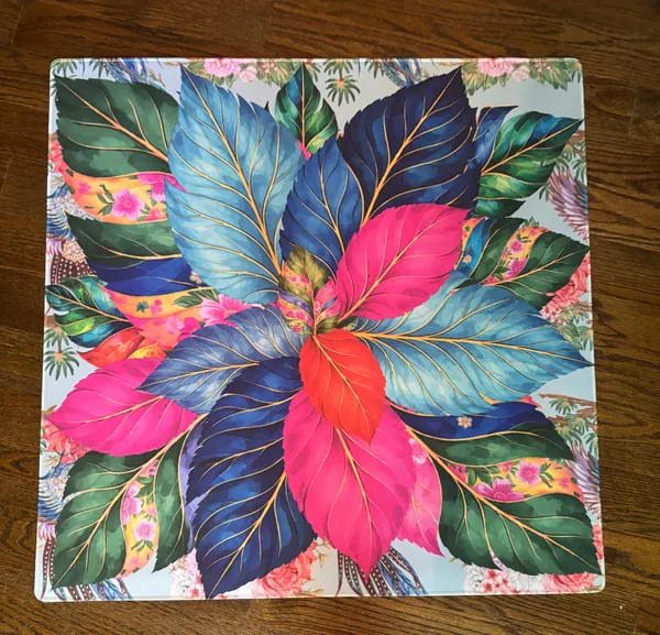 Tobacco Leaves Blue Neoprene Mahjong Mat