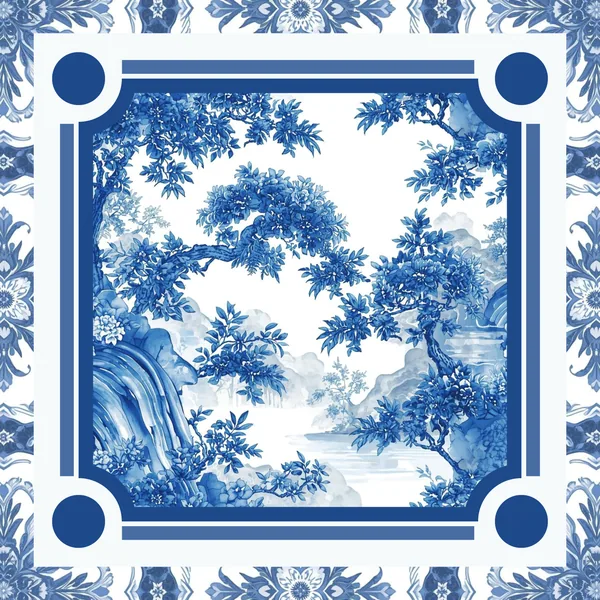 Blue Willow Chinoiserie Mahjong Mat