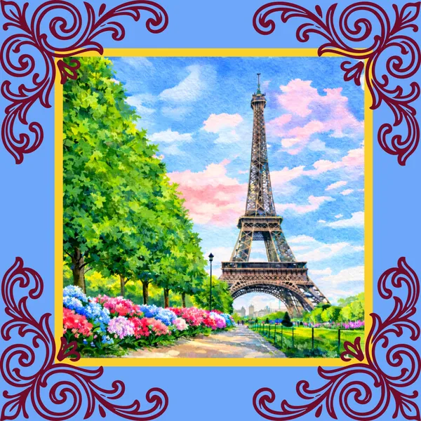Paris Watercolor Abstract Mahjong Mat