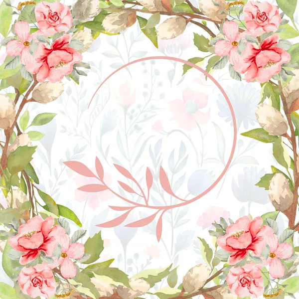 Red Floral Branches Mahjong Mat