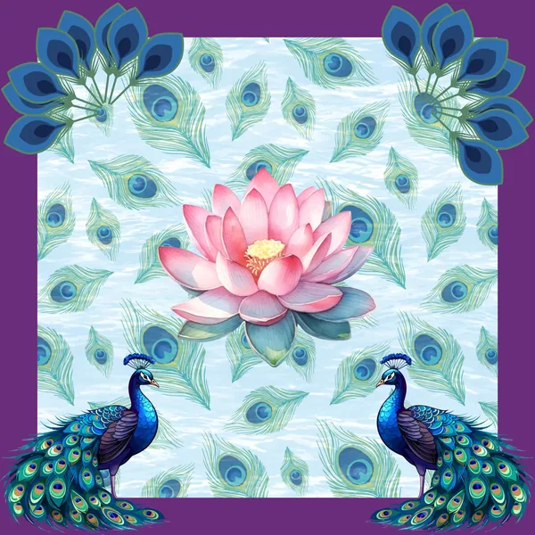 Peacock and the Lotus Mahjong Mat