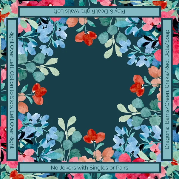 Ocean Florals with Directions Mahjong Mat