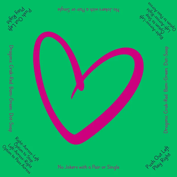 Pink and Green Open Heart Mahjong Mat