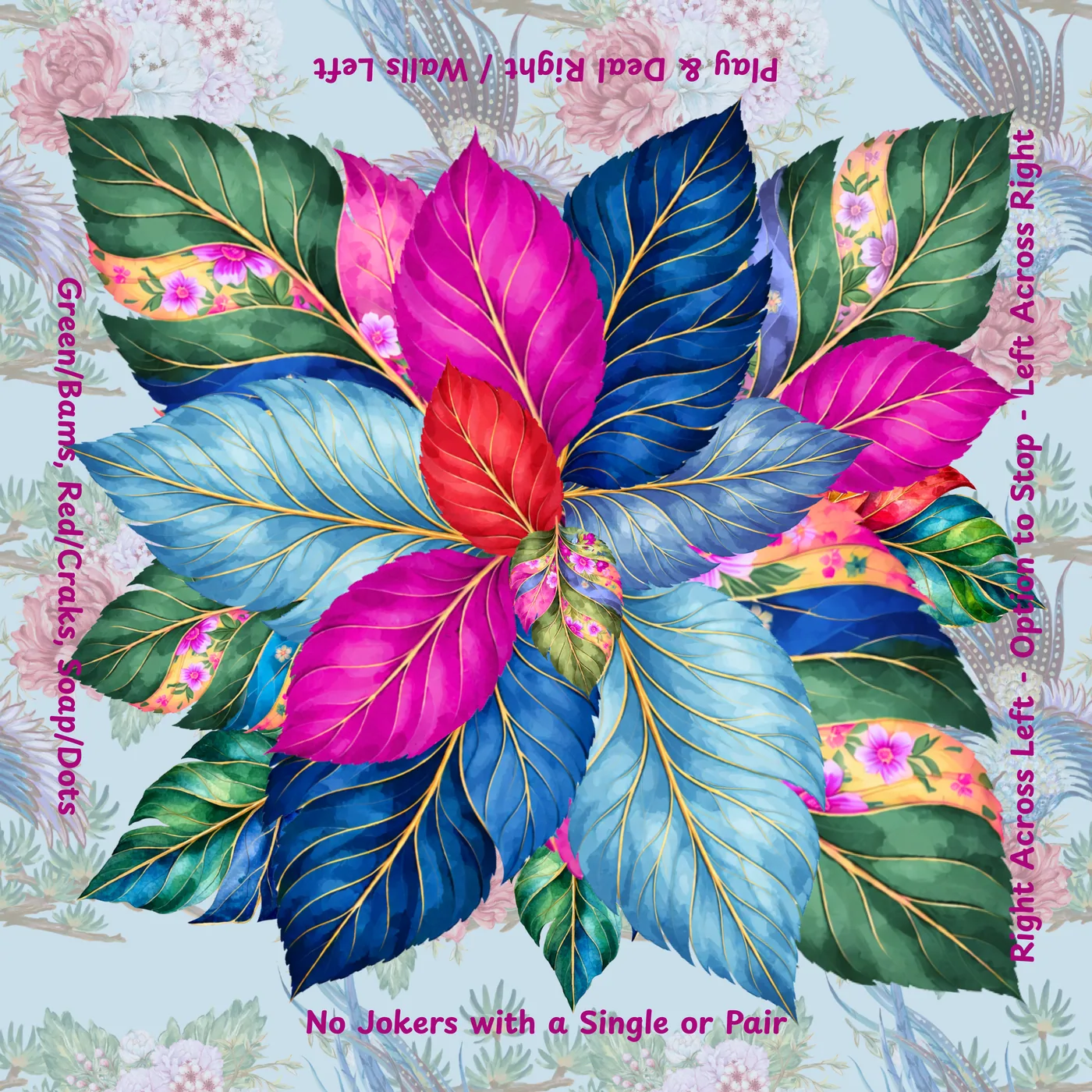 Tobacco Leaves Blue with Directions Neoprene Mat