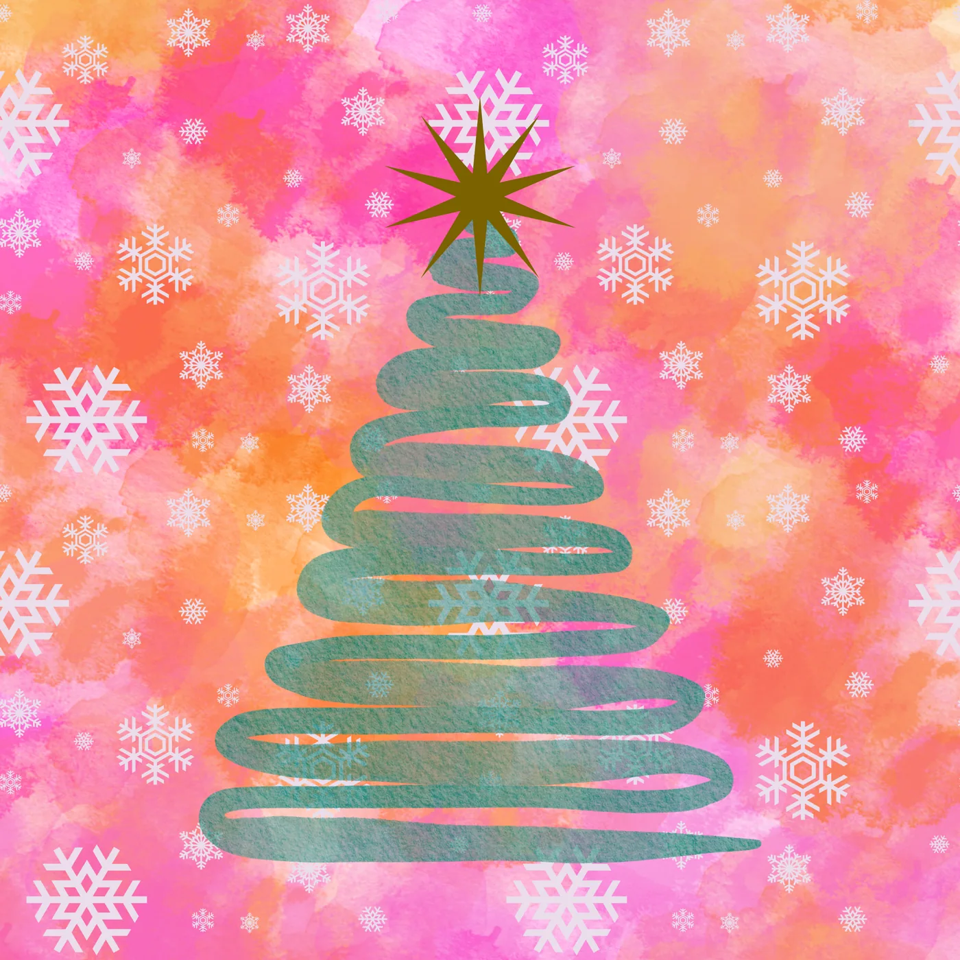 Orange and Pink Christmas Neoprene Mat