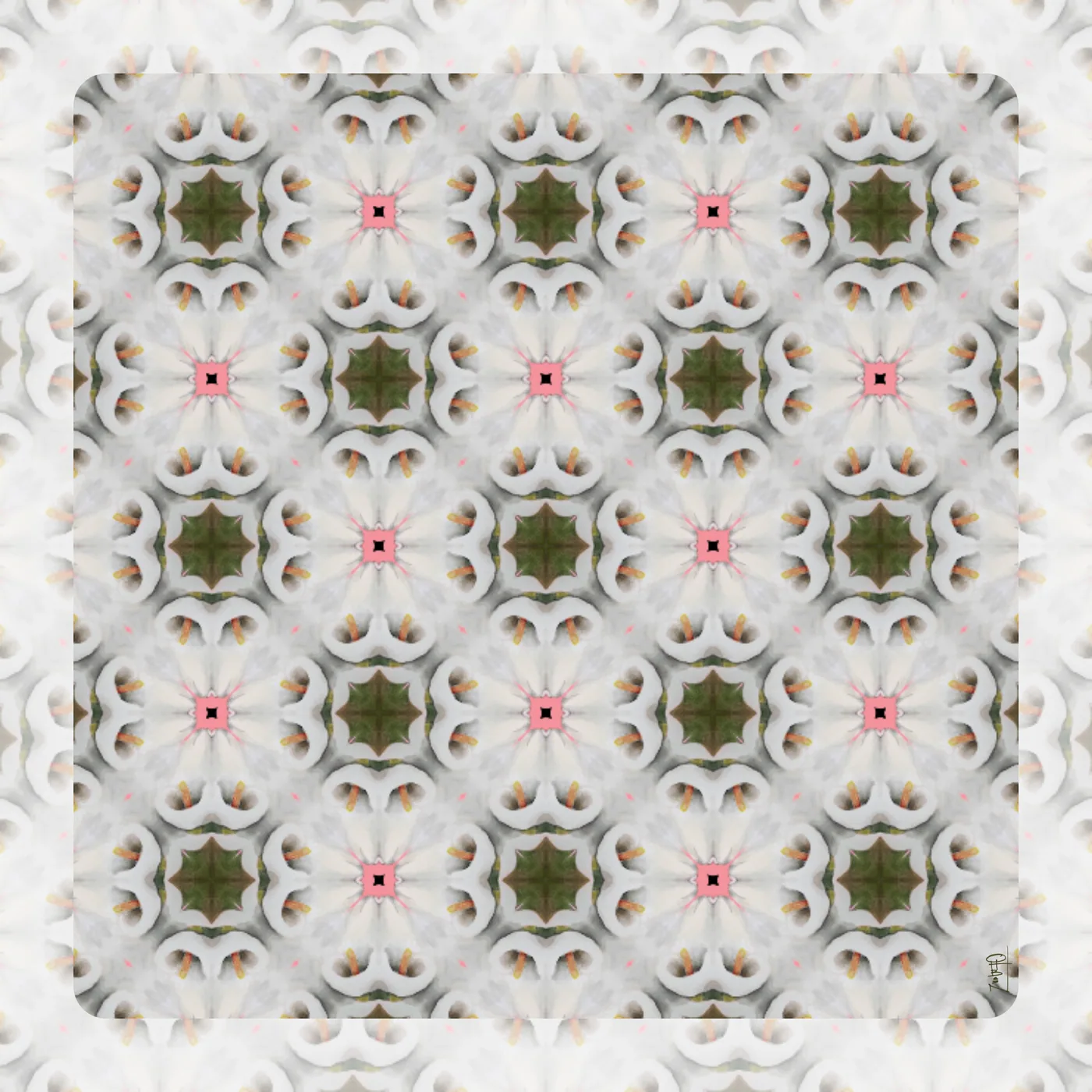 White Pattern no. 10 Artist Collab Leatherette Mat