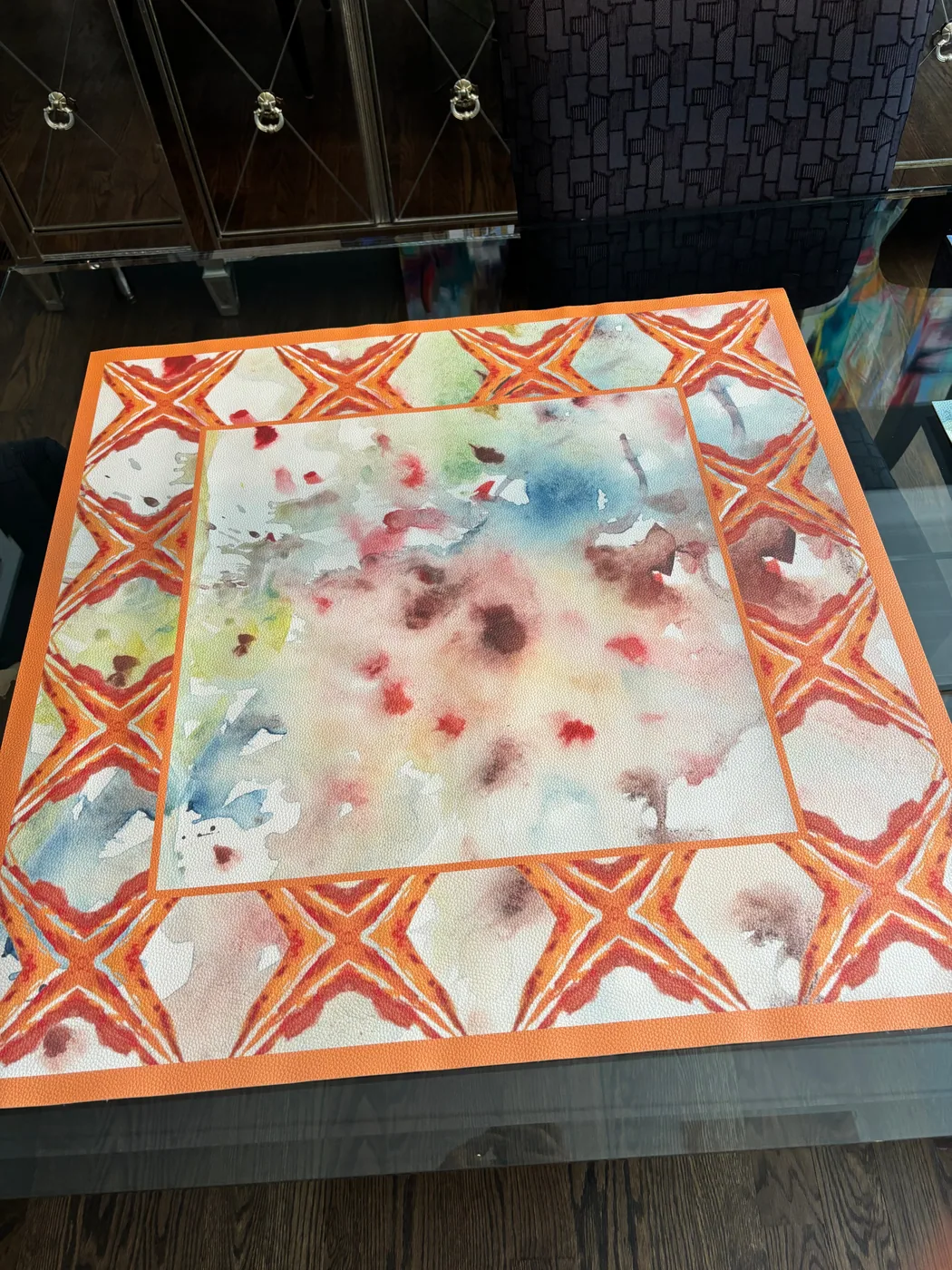 Orange Splatter Star Artist Collab Leatherette Mat