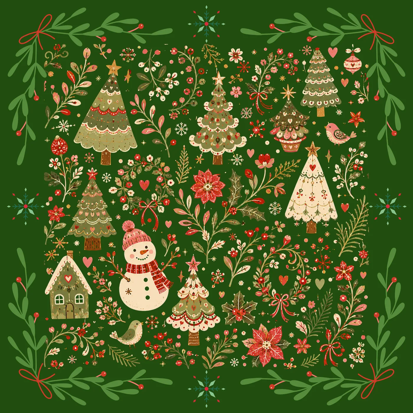 Christmas Village Neoprene Mahjong Mat