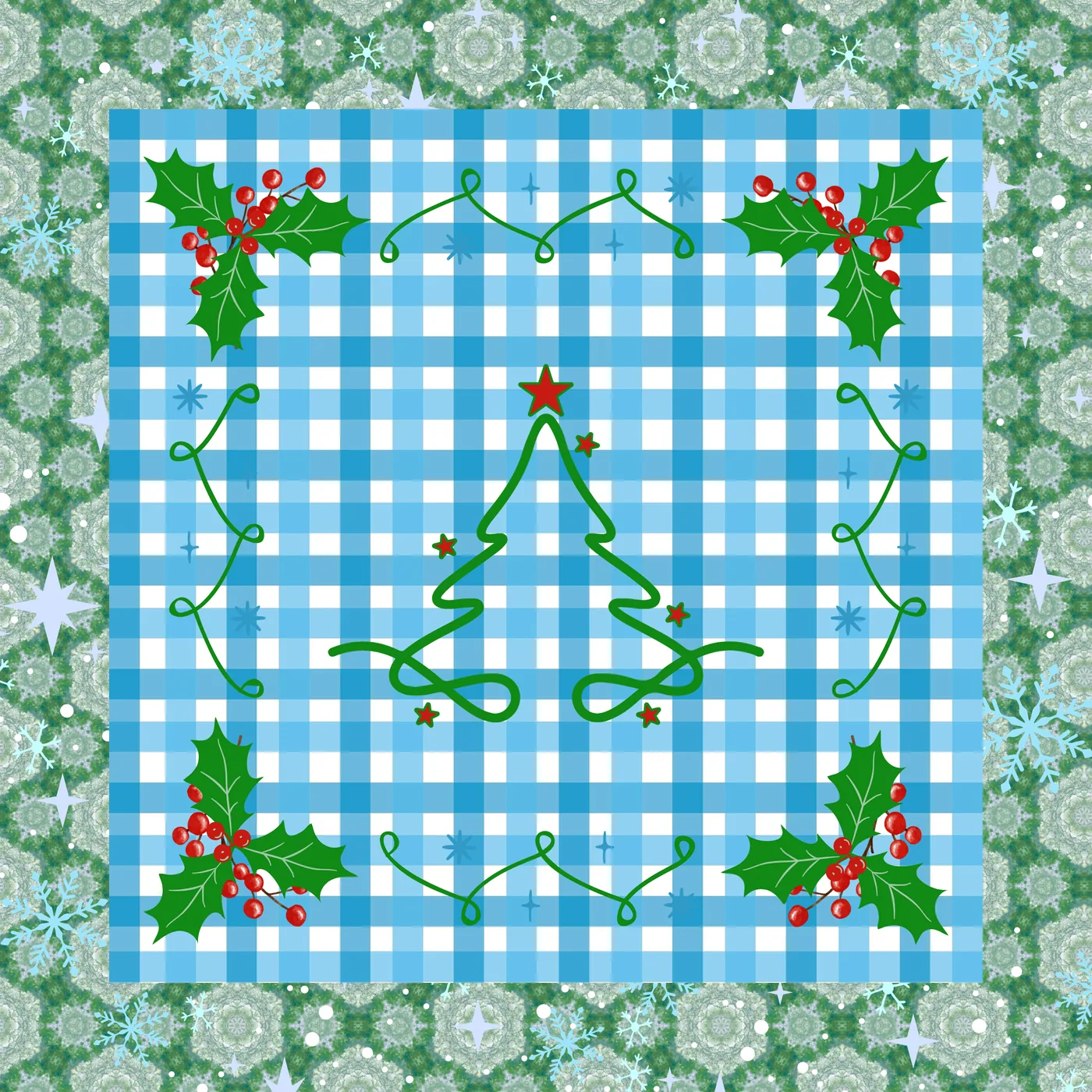 Holly Jolly Gingham Neoprene Mahjong Mat