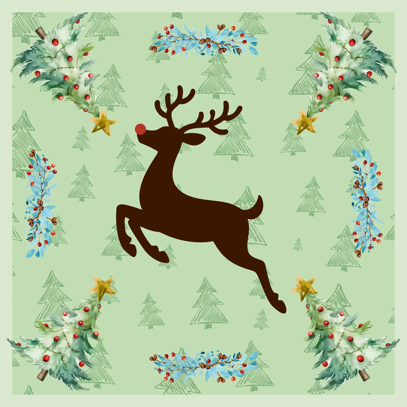 Reindeer Christmas Neoprene Mahjong Mat