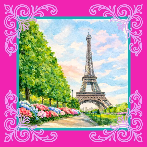 Pink Paris Watercolor Neoprene Mahjong Mat
