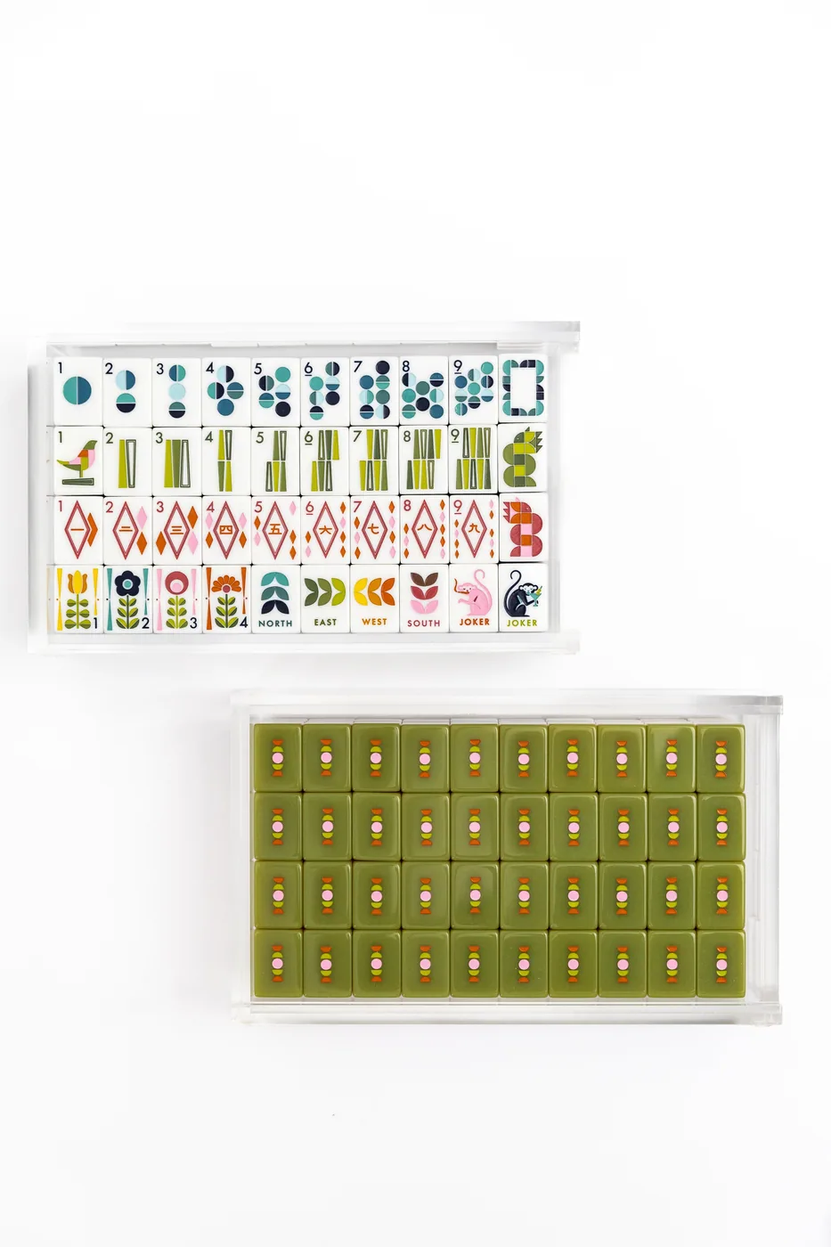 MCM Tile Set - Olive/Pink