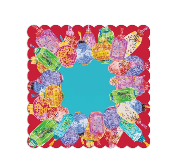 Original Painting Lovely Lanterns Mahjong Mat (Neoprene and Leather Look)