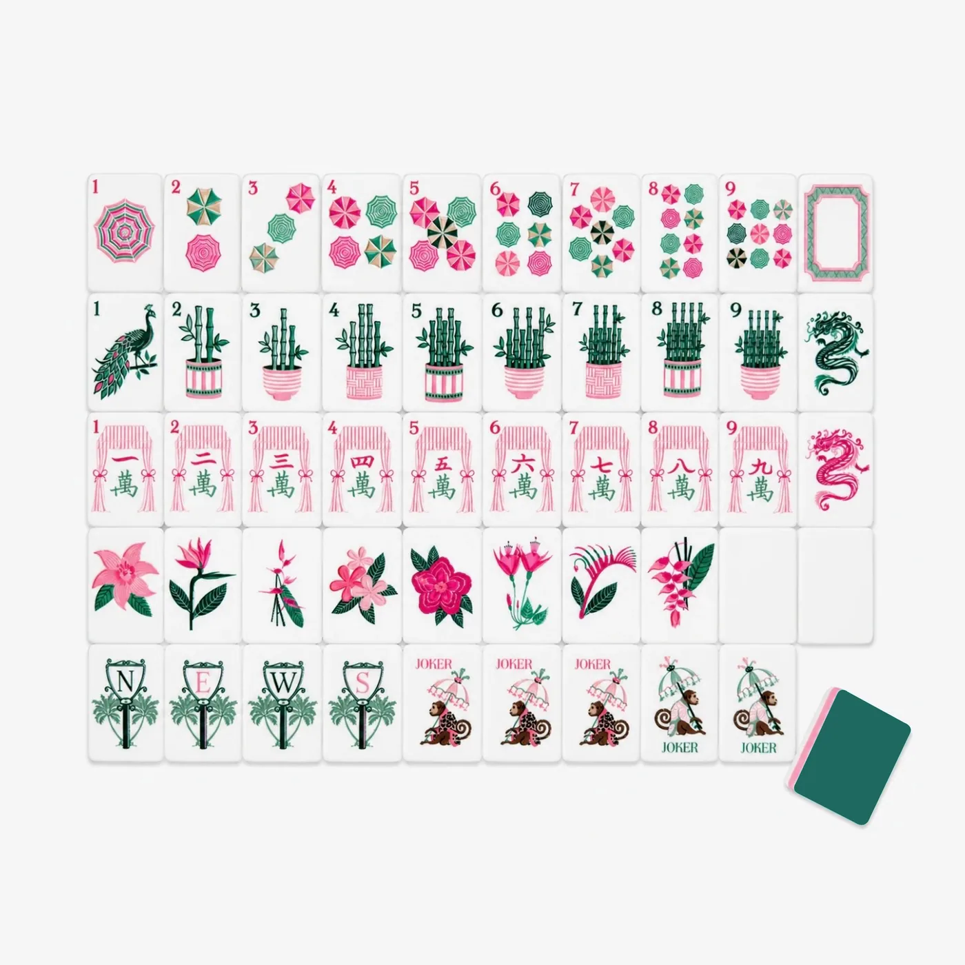 Cabana Lounge American Mahjong Tiles - Tropical Green Finish