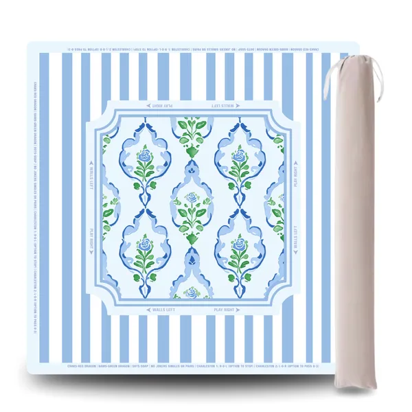 Chinoiserie Blue and Green Mahjong Mat