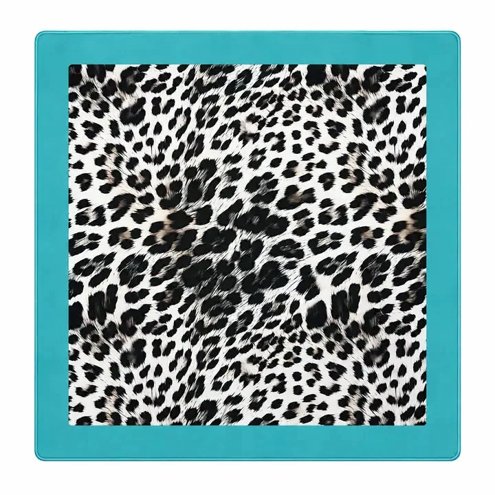 Teal Rivera Leopard 33" Mahjong Mat