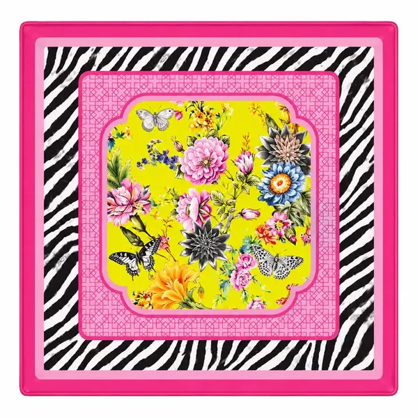 Pink Zebra in Bloom Premium Padded Mahjong Mat – 33"