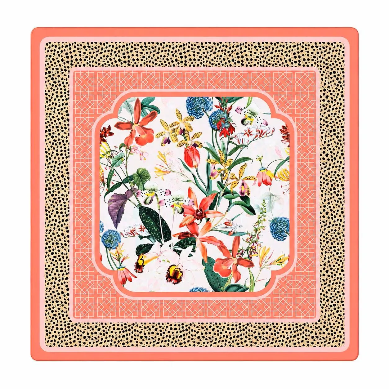 Peach Spotted Cheetah in Bloom Premium Mahjong Mat – 33"