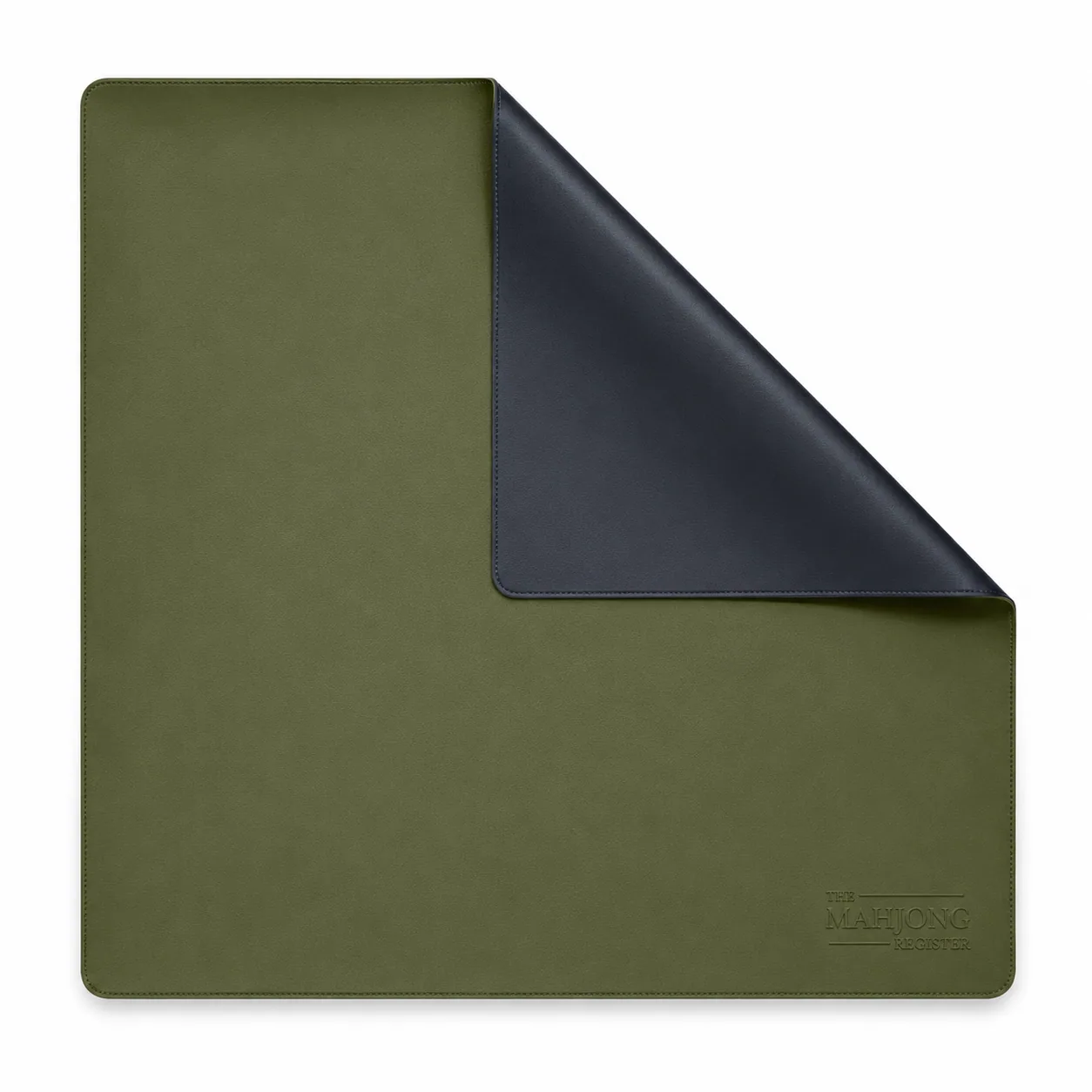 Hunter Green & Navy Double-Sided Leatherette Mahjong Mat – 33"