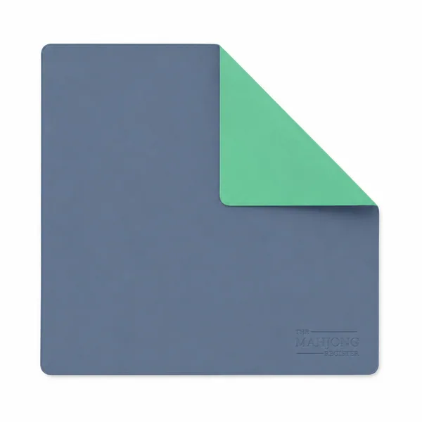 Seafoam Green & Slate Blue Double-Sided Leatherette Mahjong Mat – 33"