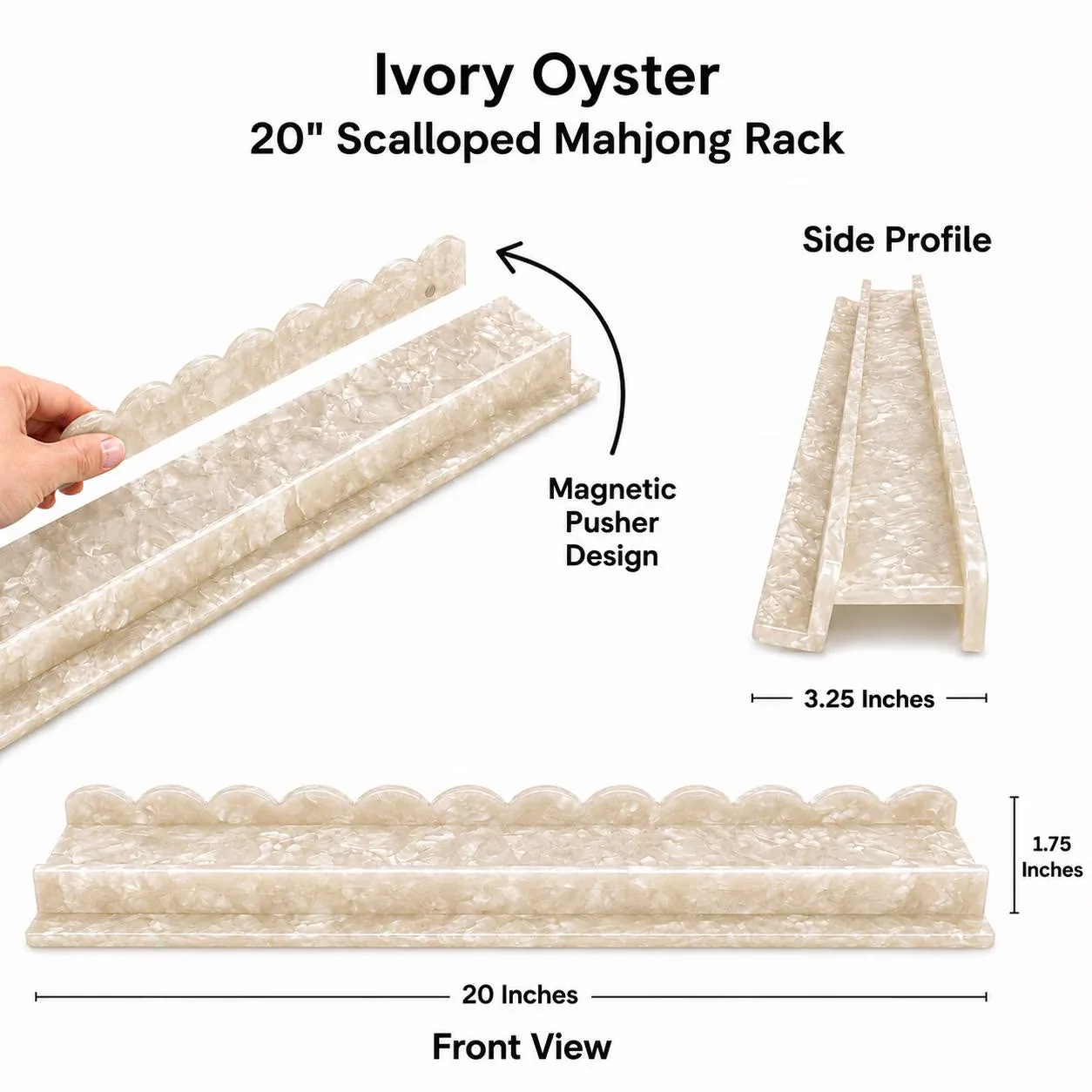 Luxury Pearlized Acrylic Mahjong Racks – Ivory Oyster