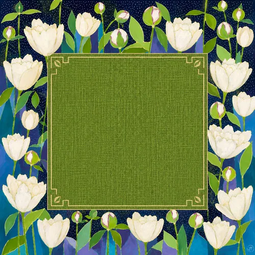Rain on the Peonies Mahjong Mat - Travel Size