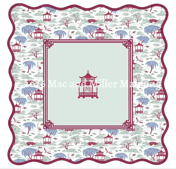 Heirloom Collection: Chinoiserie Scalloped Mahjong Mat