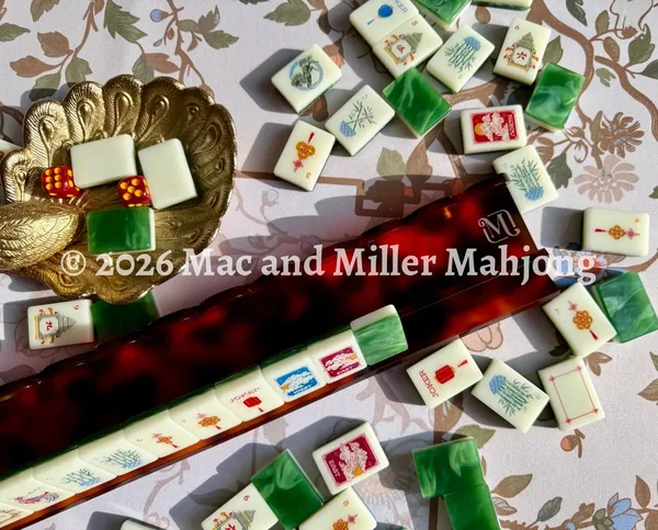 Perfectly Imperfect Ember Tortoise Scalloped Mahjong Racks + Rack Bag