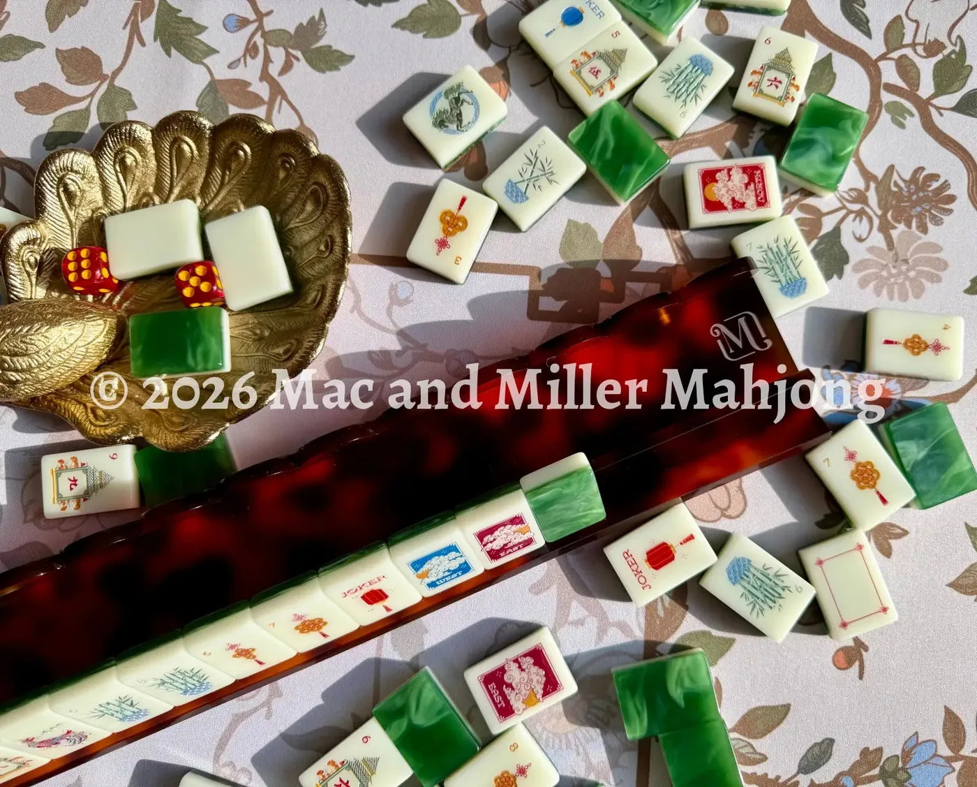 Perfectly Imperfect Ember Tortoise Scalloped Mahjong Racks + Rack Bag