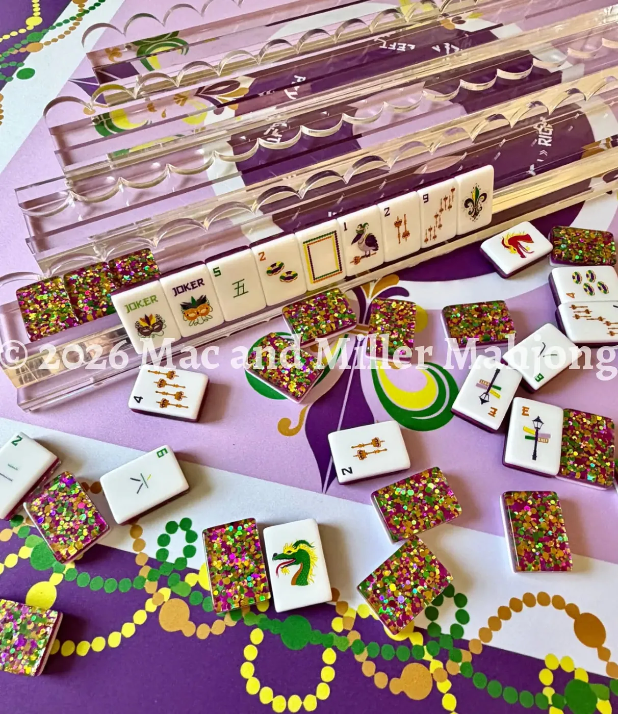 Perfectly Imperfect Crystal Clear Scalloped Mahjong Racks + Velvet Rack Bag
