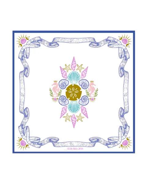 Flowers of the Sea Leatherette Mat - Navy September Estimated Availability ©2023 Club Mah Jenn