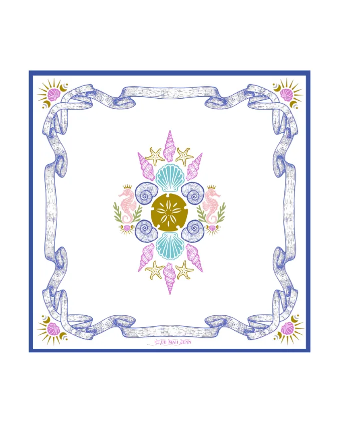 Flowers of the Sea Leatherette Mat - Navy September Estimated Availability ©2023 Club Mah Jenn