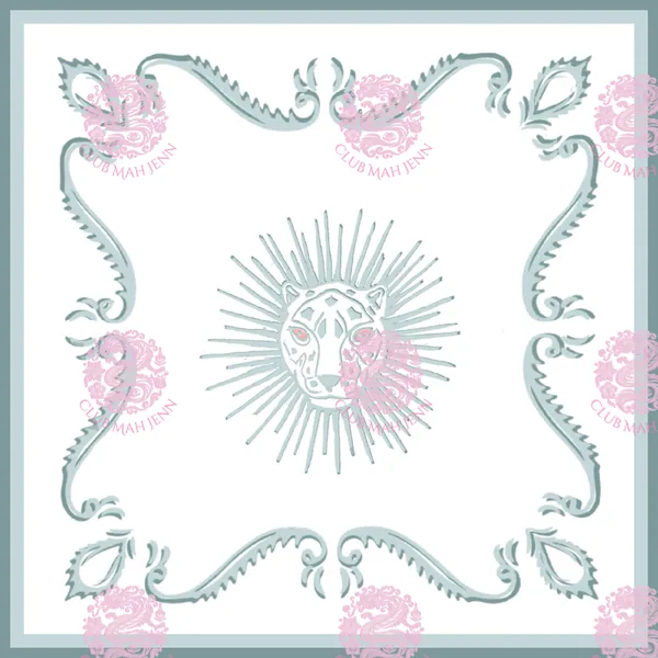 FLAWED & IMPERFECT Queen of Dragons  Leatherette Mat -Pale Blue & Coral  FINAL SALE , AS IS CONDITION  NO RETURNS OR REFUNDS