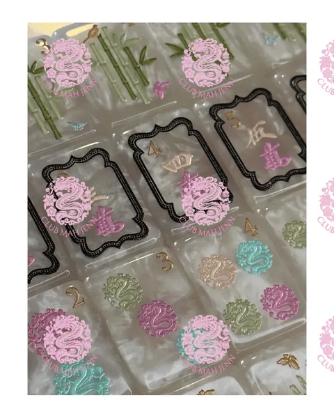 Pearl Royale   Mother of Pearl Mah Jong Set - Miss Poochie  2nd Fulfillment PRE-ORDER EARLIEST ESTIMATED DELIVERY September ©2023 Club Mah Jenn