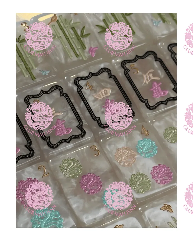 Pearl Royale Mother of Pearl Mah Jong Set - Miss Poochie 2nd Fulfillment PRE-ORDER EARLIEST ESTIMATED DELIVERY September ©2023 Club Mah Jenn