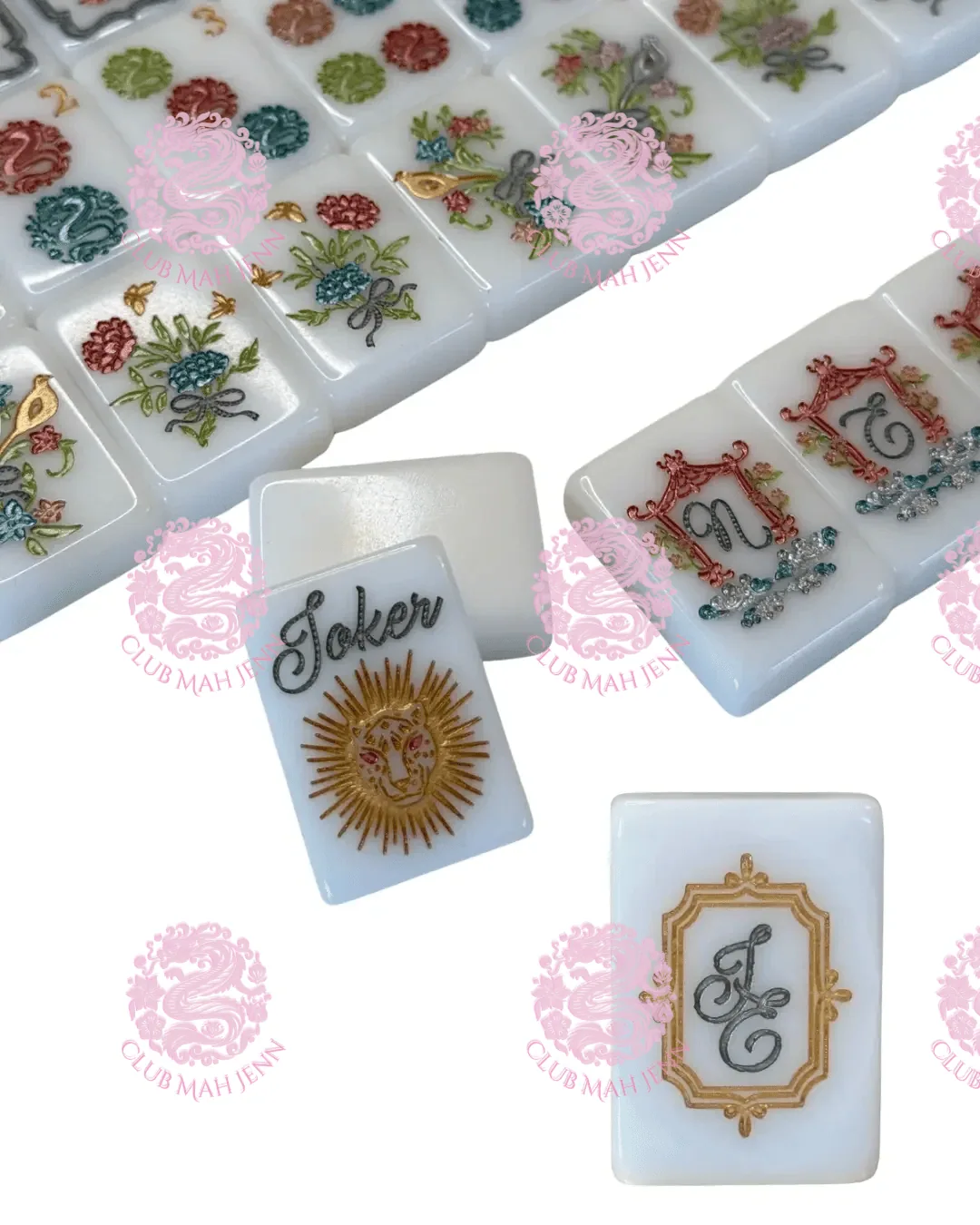 CUSTOM Pearl Royale Classic Edtion Mah Jong Tiles - Miss O’nie - PRE-ORDER 6 MONTH ESTIMATED MINIMUM PRODUCTION TIME ©2023 Club Mah Jenn
