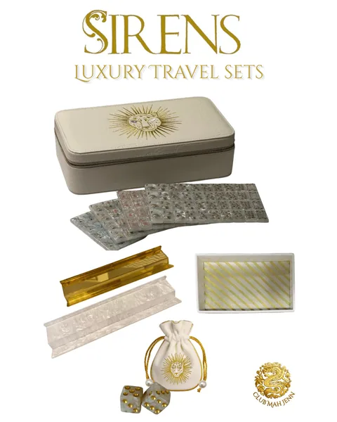 Sirens Mother of Pearl Mah Jong Travel Tile Set -PRE-ORDER 2nd Fulfillment EARLIEST ESTIMATED DELIVERY March - April 2027 This is a Final Sale Item - No Cancellations or Refunds