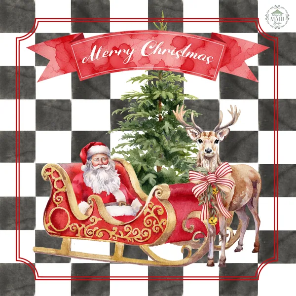 Merry Santa CHECK Mat 33" x 33" Mahjong Mat
