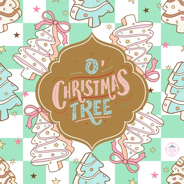 O' Christmas Tree Retro Mahjong Mat 33" x 33" (ships rolled)