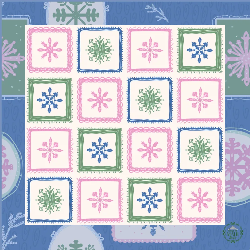 Winter Whimsy Mahjong Mat 33" x 33" (Ship Rolled Up)