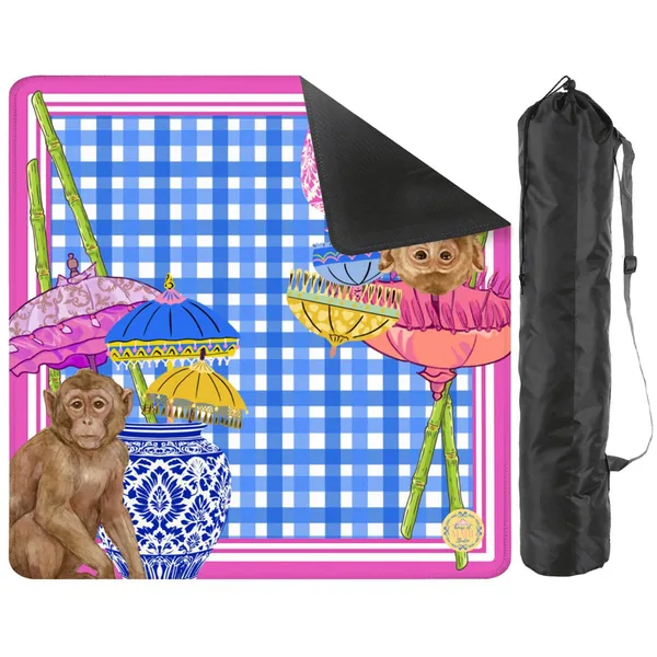 Chinoiserie Monkeys Custom Mahjong Mat 33" x 33" (Ship Rolled up)